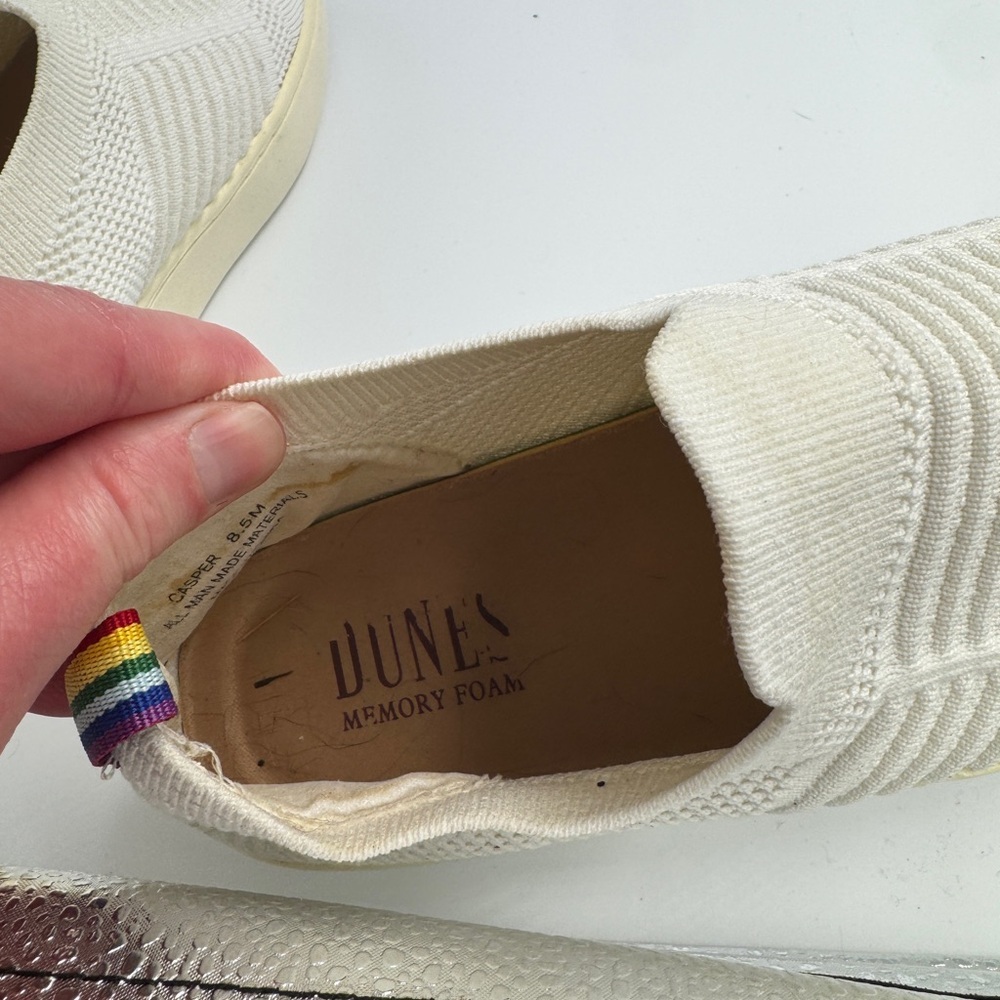 Dunes Women’s Size 8.5 Ivory Off White Knit Slip-On Sneakers Shoes - Picture 6 of 7